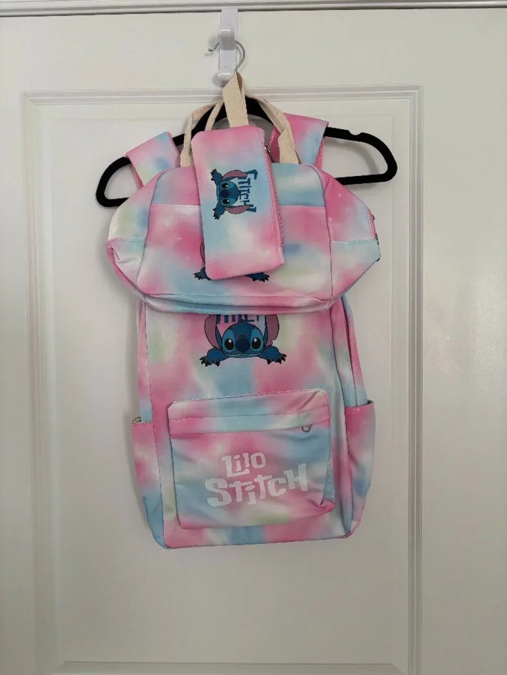 Disney Lilo & Stitch Themed Multi-Piece Pink Tie-Dyed Schoolbag Set